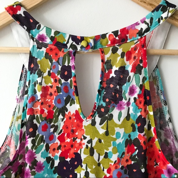 AE Painterly Dripping Floral V-Neck Top - Picture 6 of 12